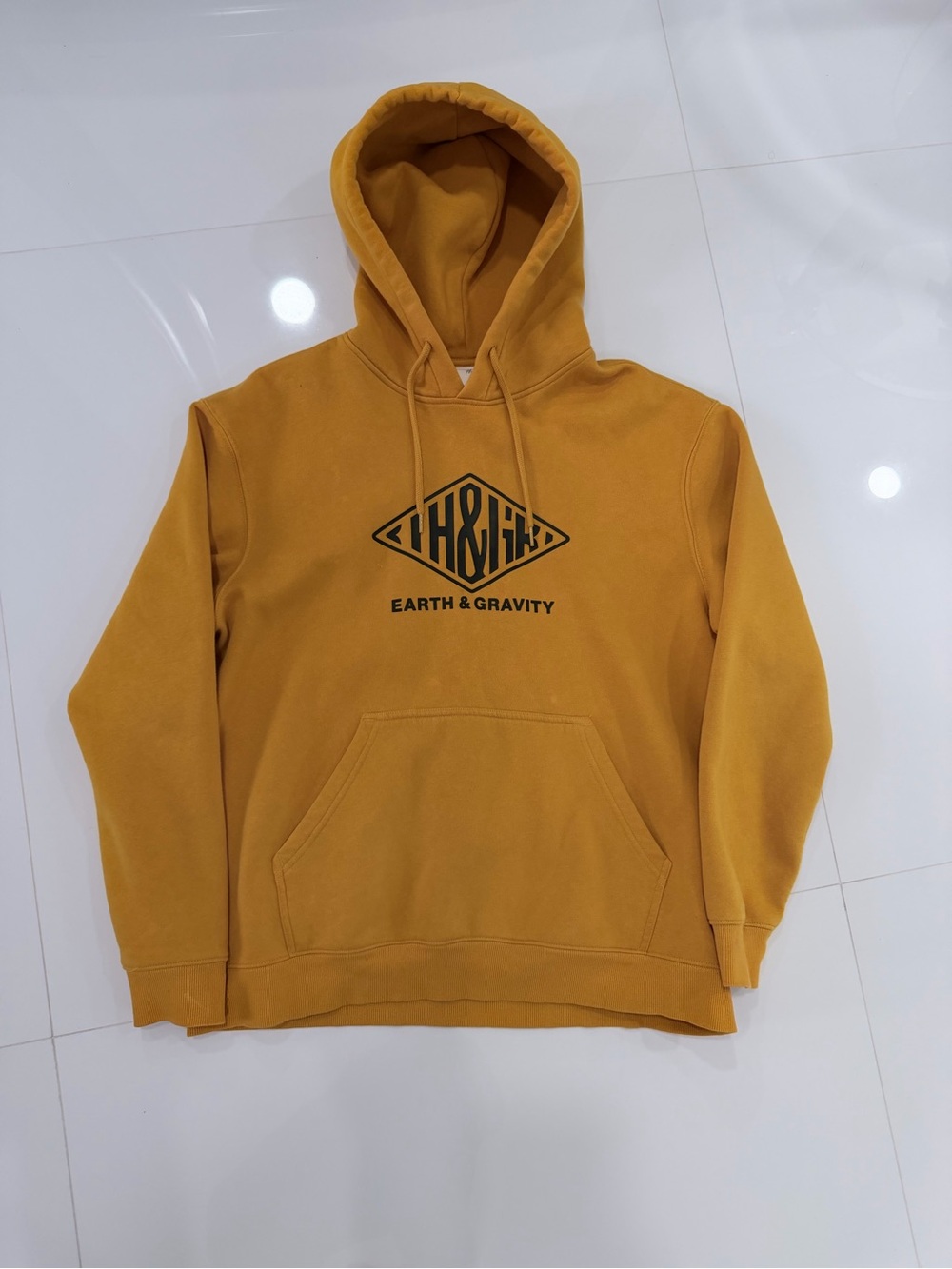 H&M Mustard Yellow Graphic Pullover Hoodie